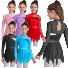DE Mädchen Langarm Tanzkleid