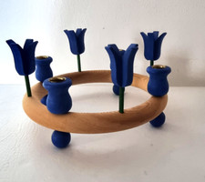 Holzkranz Kerzenkranz Sebastian Made in Sweden mit Blumen d= 17 cm