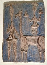 Mid Century Keramik Wandplatte