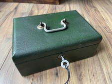 Alte Geldkassette Safe mit Schlüssel – Tresor – Grün – Antik