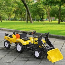 HOMCOM Trettraktor mit Anhänger Tretauto Traktor und Anhänger Kinder