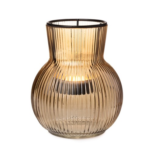 Windlicht rillen glas mit - rillen,