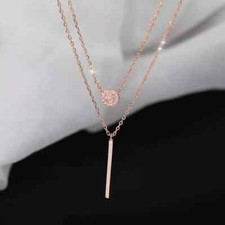 Doppel Halskette m-Anhänger Sterlingsilber 925 Rund mit Zirkonia Damen Kette