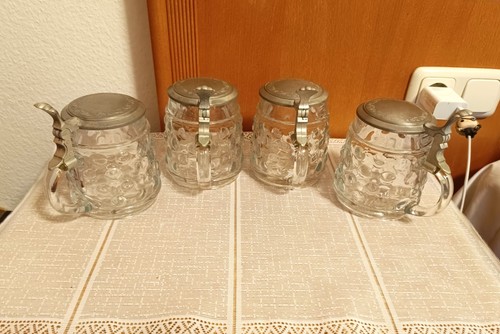 Bierkrug glas mit - 4x,