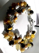 ✨GOLDEN LECKER✨ 44g Sterling Silber WK 925 Voll HM Gold Edelstein Perlen Armband