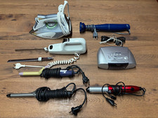 Konvolut Rowenta Bügeleisen, Krups Schneidemaschine, Braun Pürierstab