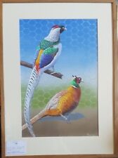 GORDON PFYFFER "KÄFIGFASANE" GROSSES ORIGINAL AQUARELL.. AUSGESTELLT. 