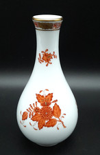 Herend Ungarn Apponyi orange Vase Nr. 7052 Handmalerei Porzellan 16 cm