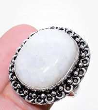 Regenbogen Mondstein Edelstein Handgemacht 925 Sterling Silverjewelry Ring Eu 8