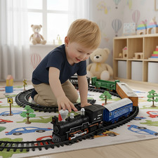 GROSS Elektrische Eisenbahn Lokomotive Zug Set mit Schienen Licht Sound Kinder