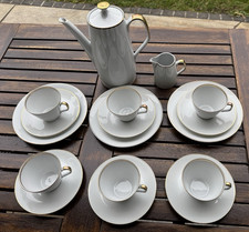 Vintage Kaffee Service weiß mit Goldrand Schirnding Bavaria seltene Form