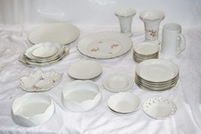 HÖCHST Porzellan - Konvolut Geschirr - Gold Rand Blumen Muster - Blatt Teller