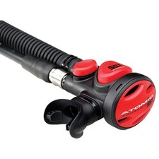 Atomic Aquatics SS1 Edelstahl, Inflator - Atemregler in sw/rot