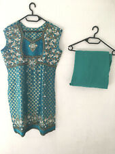 2tlg. Indische Pakistanische Damen Salwar Kameez Kleid Suit Gr. L Kleidung