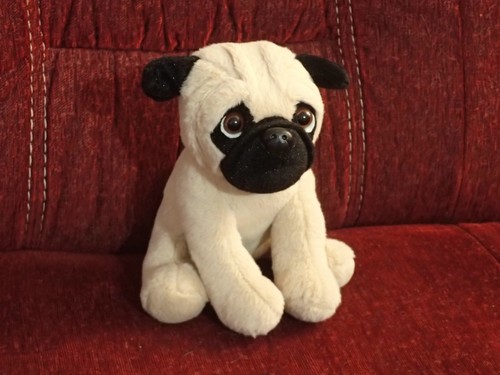 Plüschtier hund mops sitzend - hund,