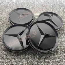 4X 75MM Für Mercedes Benz Nabendeckel Radnaben Felgendeckel Schwarz Glanz Auto
