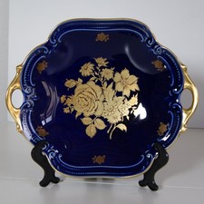 prächtige Gebäckschale - echt Kobalt mit üppigen Golddekor
