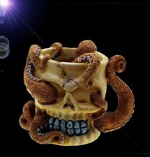 TOP Aquarium Deko 🐠 TOTENKOPF MIT OKTOPUS 🐠 Dekoration Zubehör Höhle Skull