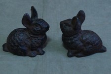 2X HASEN METALLFIGUREN GARTENFIGUR HASE GUSSEISEN