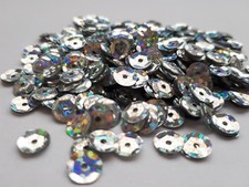 Pailletten HOLO Silber metallic gewölbt 6 mm, 15g, basteln, nähen Styropor E18