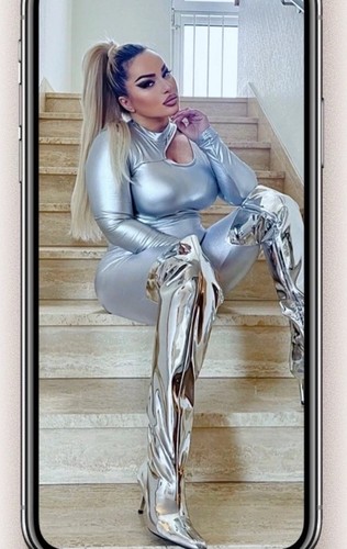 Leggings metalic silber - leggings, pu