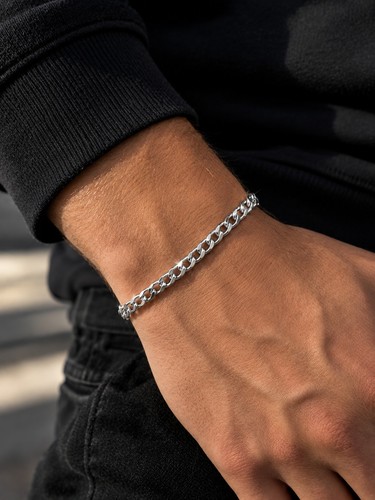 Silbernes panzerarmband - silbernes,