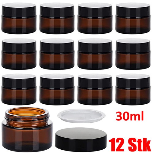 12x leer glastiegel braun - 12x, 30ml