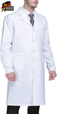 Weiß Laborkittel Arztkittel Baumwolle Langarm Damen Herren Schutzkleidung Unisex