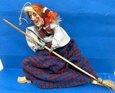 Hexe Brockenhexe mit Besen zum Aufhängen SEHR ALT Spielzeug /P5.11/15