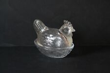 zauberhafte figürliche Bonboniere Deckeldose Glas transparent Huhn