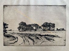 orig. Radierung Ingwer Paulsen 1883-1943 Gehöft Nordfriesland 5/20 1930 32x50cm