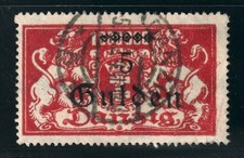 DANZIG 192, Aufdruck 5 Gulden Höchstwert, selten, gute Erhaltung, geprüft 700,-€