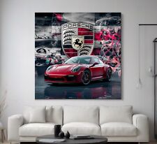 LEINWAND BILDER BIS 100x100x5 ROTER PORSCHE RENNAUTO WANDBILD MODERN DEKO KULT