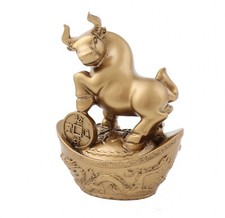 5" Golden Ox Statue on Ingot