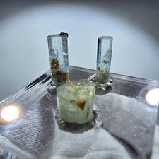 3x Aquamarin Kristalle, blau - 3er Set Erongo, Namibia 4-12mm