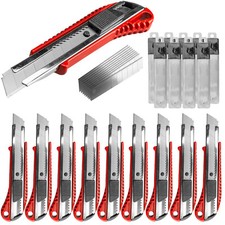 Werkzeugkönig® 10x Cuttermesser 18 mm 100x Ersatzklingen Aluminium Teppichmesser