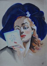 Art Deco Frauenportrait signiert