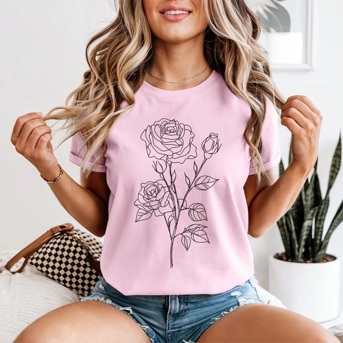 Rose flower line art damen - line,
