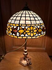 STADTGASLAMPE, ANTIK. KUPFER, MIT TIFFANY SCHIRM