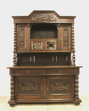 Antikes Buffet  florale Schnitzerein  Säulen massiv Eiche um 1860