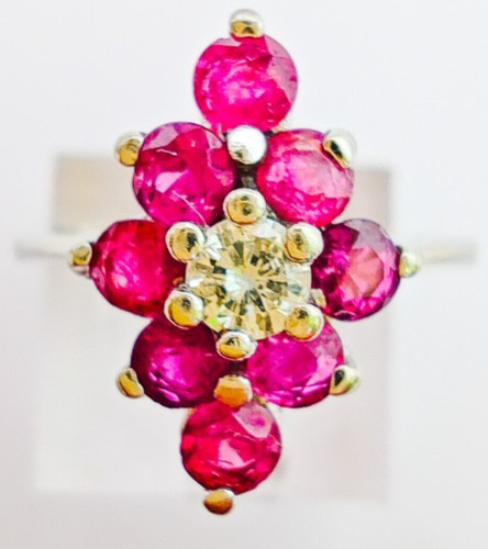 14k weißgold rubin diamant - 14k,