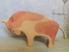 Ostheimer Bauernhof Figur  Ochse / Stier braun gefleck Brandstempel