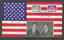 AUTOGRAMM John F. Kennedy Originalunterschrift auf Postkarte 1963 Kennedy Berlin