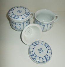 Rösler Echt Kobalt Teepott & Siebeinsatz & Deckel 2 St. Tasse Indisch Blau Top!!