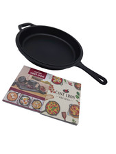 Overmont Gusseisen Pfanne 25cm  mit Doppelfunktion  Bratpfanne & Deckel 