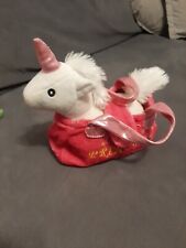  Kuscheltier Einhorn Mit Tasche Pferd Rosa Rose Pink Weiß Glitzer Höhe Ca 17Cm