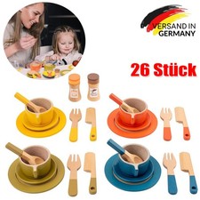 Geschirrset Holz Teeservice Set Spielzeug Kinder Outdoor Teeparty Küchen-Spiel