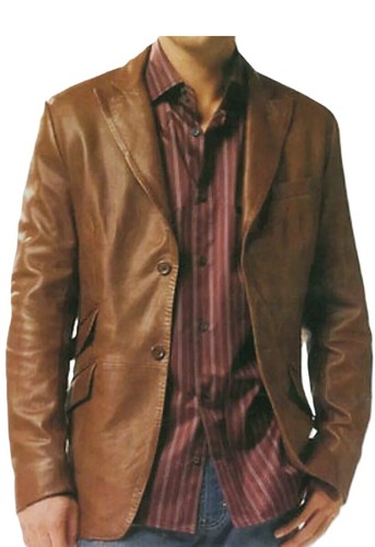 Herren braun leder blazer - herren,