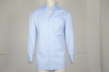 Finamore 1925 Hemd 1-Knopf-Haikragen in Hellblau mit Doppelmanschette Gr.44 