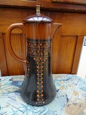 Herzkanne Braun Kunstabteilung Neureuther Jugendstil  Wächtersbach Keramik  6075